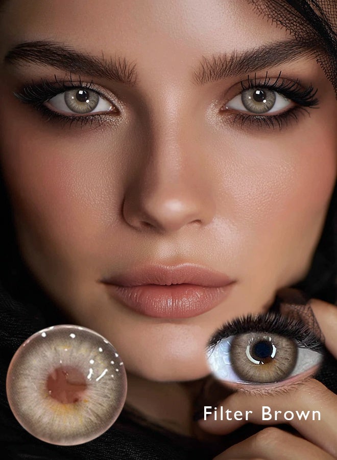 عدسات كاتشو لوك البنية الملونة قطرها 14.5 مم – زوج واحد من العدسات السنوية الملونة لتكبير العينين - view 3